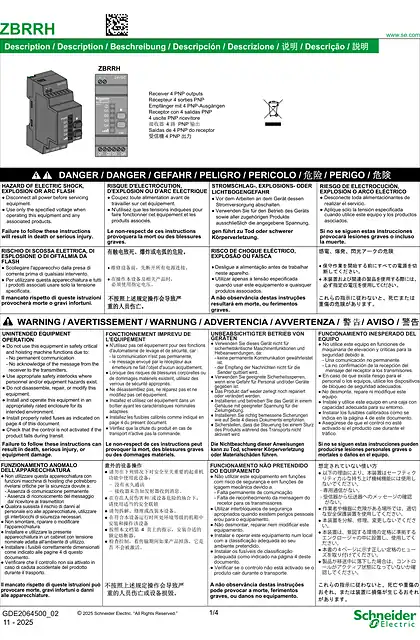 schneider施耐德ZBRRH - Wireless Receiver for Harmony Hub_ 说明书
